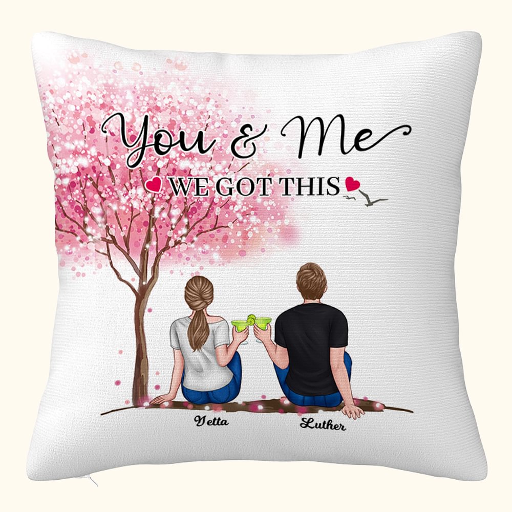 Couple personnalisé fleur arbre vous et moi jeter taie d'oreiller cadeaux petite amie décor de chambre