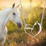 Collier Pendentif Personnalisé en Forme Coeur Cheval Chat Chien Cadeau pour Amoureux des Animaux