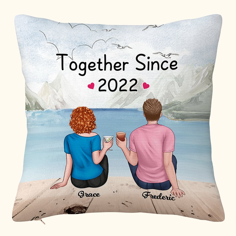 Couple personnalisé vacances ensemble année jeter taie d'oreiller cadeaux petite amie décor de chambre
