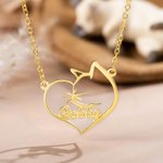 Collier Pendentif Personnalisé en Forme Coeur Cheval Chat Chien Cadeau pour Amoureux des Animaux