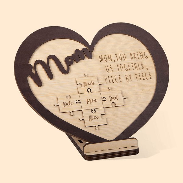 Puzzle Heart Decoration Wall Sign Gift for Mom