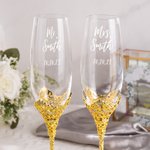 Personliga lasergraverade herr och fru brud och brudgum champagneglas skålflöten uppsättning av 2 bröllopsgåvor bröllop minnesmärken