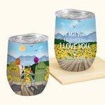Vaso de Vino Personalizado I Love You Forever Sunflower Cumpleaños 12oz