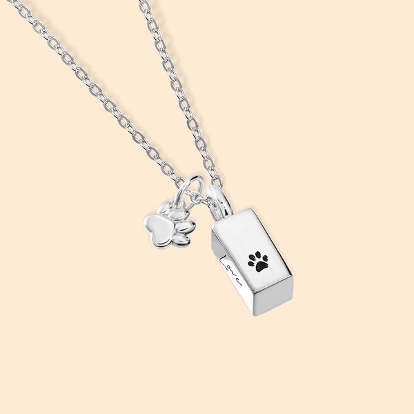 Personalized Pet Ashes Urn Necklace with Engraved Text Cremation Jewelry Memorial Keepsake Gift for Pet Lover