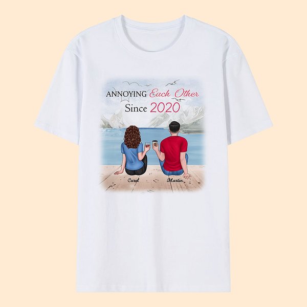 Personalized Couple Annoying Each Other for Many Years Still Love Seaside Cheer T-shirt Birthday Gift