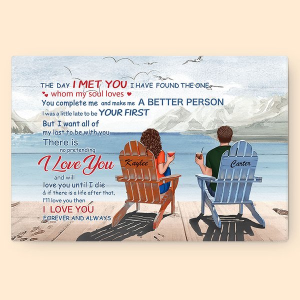 Gepersonaliseerd paar I Met You I Love You Always Poster Frameless Schilderij Kerstmis Verjaardag Home Decoratie