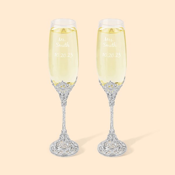 Henkilökohtainen laserkaiverrettu herra ja rouva morsian ja sulhanen samppanjalasit maljapöydät Toasting Flutes Set of 2 häät lahjat häät Keepsakes hä