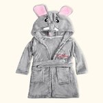 Peignoir à capuche en flanelle pour bébé avec nom brodé et éléphant personnalisé