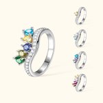 Personlig Sterling Silver Ring med Födelsesten för Mamma Familj eller Vän