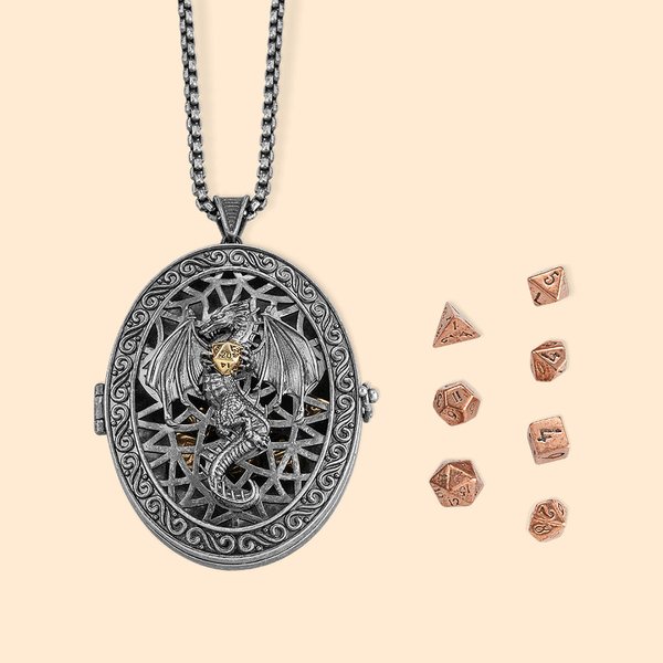 Gepersonaliseerde D20 Draak Hanger Sieraden Ketting met Mini Dobbelsteen Set voor DND Game Liefhebbers