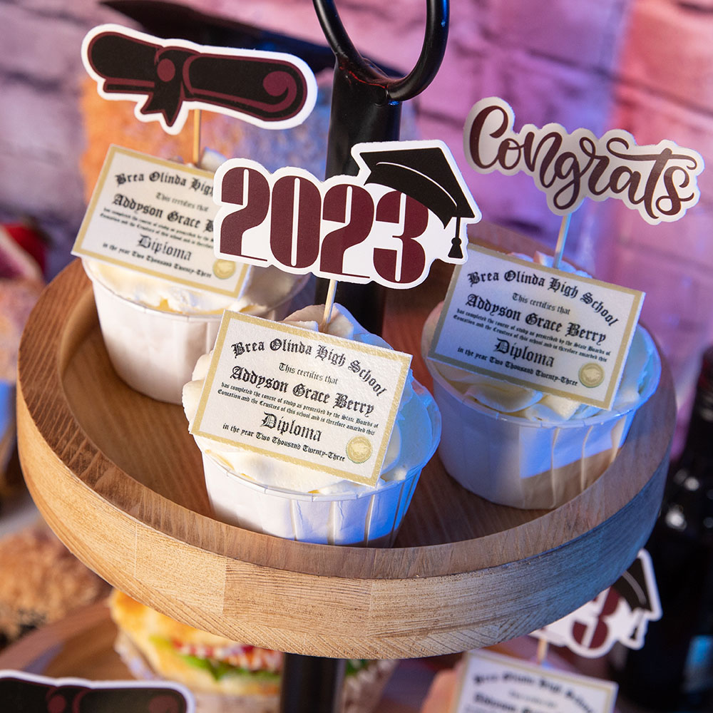 Personalized Set of 10 Edible Graduation Diplomas Cupcake Toppers for