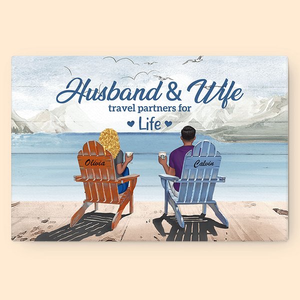 Gepersonaliseerd echtpaar strand vakantie reizen poster frameless schilderij paar kerst kamer decor