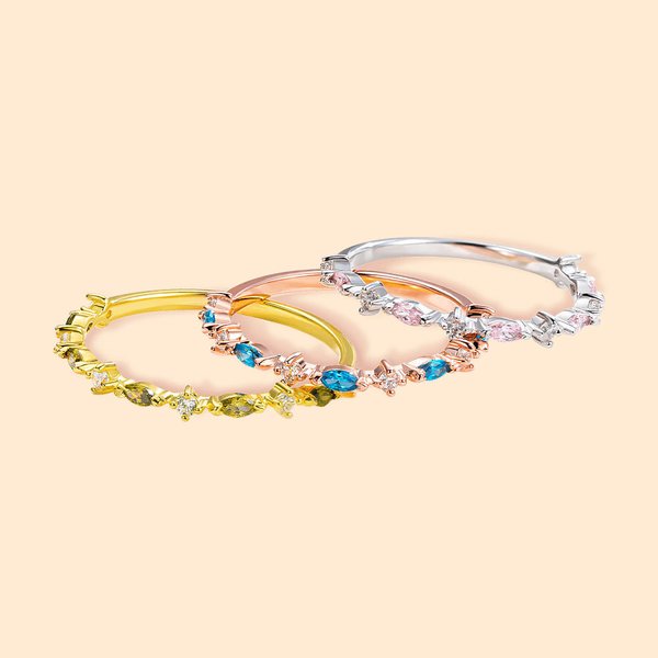 Gepersonaliseerde Marquise Geboortesteen Band Afwisselend Marquise Ronde Edelsteen Ring Verjaardagscadeau Ringen voor vrouwen