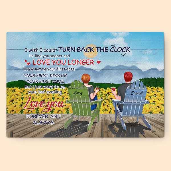 Henkilökohtainen pari auringonkukka loma Toivon, että voisin kääntää takaisin kellon juliste kehyksetön maalaus Ystävänpäivä syntymäpäivälahja Wall Art tulosta