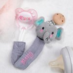 Attache Sucette Personnalisée avec Nom Brodé Design Animal Cadeau de Naissance pour Bébé