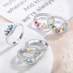 Personlig Sterling Silver Ring med Födelsesten för Mamma Familj eller Vän