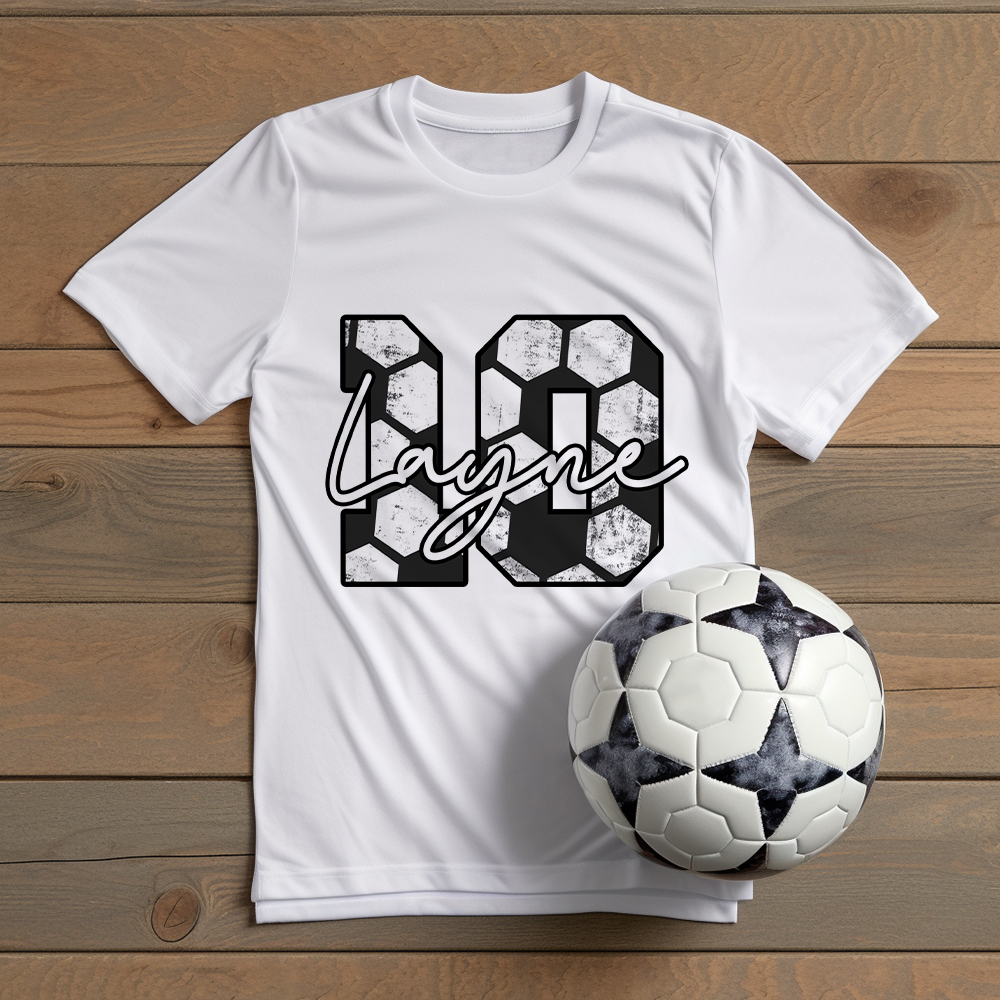 T-Shirt Personnalisé avec Numéro Initiale Nom Cadeau Fête des Pères Anniversaire pour Homme Amateur de Sport avec Ballon