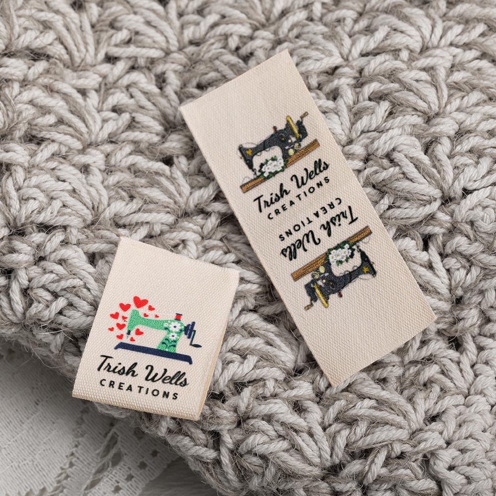 Personalized 100 Cotton Sewing Labels Tags with Name and Text for