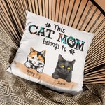 Personalised This Cat Mom Belongs to Throw Pillow Cover Gift for Cat Lovers Owner