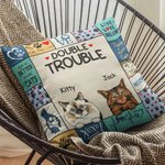 Housse de Coussin Personnalisée avec Nom et Race de Chat Double Trouble Decoration de Maison Cadeau Anniversaire pour Amoureux des Chats