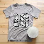 T-Shirt Personnalisé avec Numéro Initiale Nom Cadeau Fête des Pères Anniversaire pour Homme Amateur de Sport avec Ballon