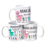 Mug Personnalisé avec Dessins Dinosaure et Noms Tasse Thème Grandmasaurus Nanasaurus Cadeau Fête des Mères pour Maman Grand-Mère