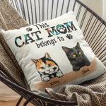 Personalised This Cat Mom Belongs to Throw Pillow Cover Gift for Cat Lovers Owner