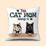 Personalised This Cat Mom Belongs to Throw Pillow Cover Gift for Cat Lovers Owner