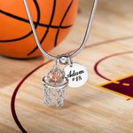 Collar colgante personalizado de baloncesto de cristal estereoscópico con nombre y número grabados Regalo para amante del baloncesto