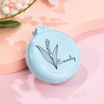 Personalised Set of 2 Round Folding Travel Hair Brushes with Mirror Pocket Hair Brush Mini Hair Comb for Women Easy Keep in Handbag Bag Car Gym