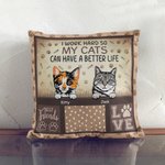 Funda Almohada Personalizada I Work Hard So My Cats Can Have A Better Life para Amantes de los Gatos Decoración del Hogar