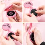 Personalised Set of 2 Round Folding Travel Hair Brushes with Mirror Pocket Hair Brush Mini Hair Comb for Women Easy Keep in Handbag Bag Car Gym