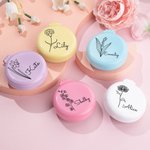 Personalised Set of 2 Round Folding Travel Hair Brushes with Mirror Pocket Hair Brush Mini Hair Comb for Women Easy Keep in Handbag Bag Car Gym