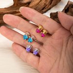 Personalized Cute Highland Cow Sterling Silver Stud Earrings with Heart Birthstone Dainty Jewelry Birthday Valentine's Day Gift for Women Girls