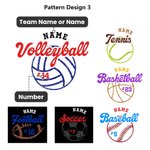 T-Shirt Personnalisé avec Nom et Numéro Motif Balle ou Ballon à Paillettes Cadeau pour Équipe Amateur de Sport