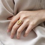 Personalized Natural Mother of Pearl Base Lace Vintage Style Adjustable Ring with Birthstone