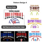 T-Shirt Personnalisé avec Nom et Numéro Motif Balle ou Ballon à Paillettes Cadeau pour Équipe Amateur de Sport