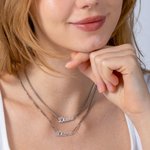 Personalisierte zwei Ketten Halskette Doppelnamen-Halskette Doppelketten-Namenshalskette mit Box-Kette Minimalistische geschichtete Halskette