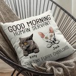 Housse de Coussin Personnalisée avec Nom et Dessin du Chat Décoration à Domicile Cadeau Fête Emménagement pour Famille Amoureux d'Animal de Compagnie