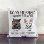 Housse de Coussin Personnalisée avec Nom et Dessin du Chat Décoration à Domicile Cadeau Fête Emménagement pour Famille Amoureux d'Animal de Compagnie