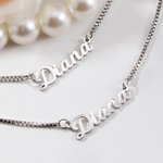 Personalisierte zwei Ketten Halskette Doppelnamen-Halskette Doppelketten-Namenshalskette mit Box-Kette Minimalistische geschichtete Halskette