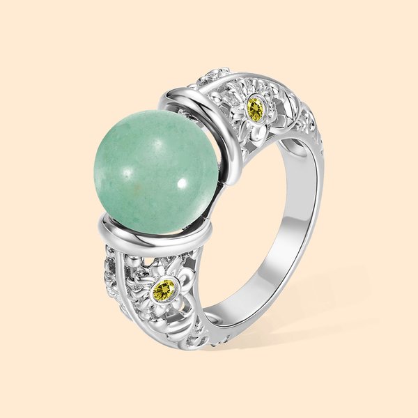 Personlig naturlig helande kristall Jade pärla Födelsesten Massage Yoga Meditation Avkoppling Ring