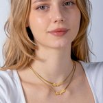 Personalisierte zwei Ketten Halskette Doppelnamen-Halskette Doppelketten-Namenshalskette mit Box-Kette Minimalistische geschichtete Halskette