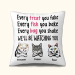 Personalized Cat Pet I'll be Watching You Furry Cat Throw Pillow Cover  for Cat Owner for Living Room
