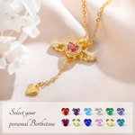 Personalizada Fluttering Angel Wing con Corazón Birthstone Collar Día de San Valentín Cumpleaños Aniversario de regalo para las mujeres