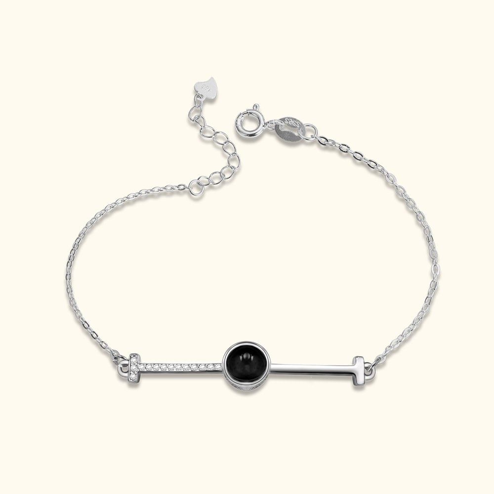 Bracelet de projection personnalisé avec 100 langues Je t'aime et photo pour famille ou amis Elle