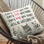 Personalized Cat Pet I'll be Watching You Furry Cat Throw Pillow Cover  for Cat Owner for Living Room