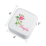Personalized Watercolor Birth Flower Travel Jewelry Box Portable Jewelry Case with Name Birthday Bridesmaid Gift for Girls Women