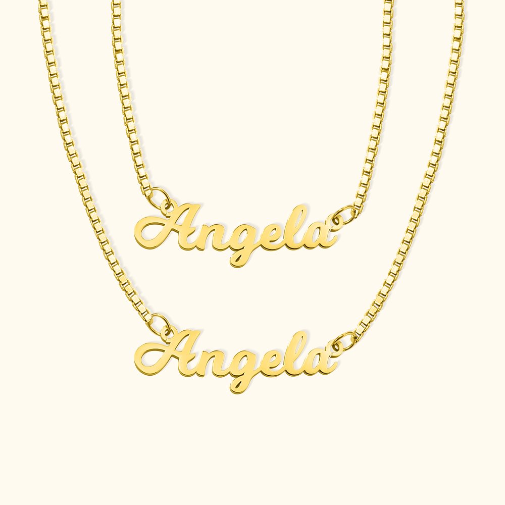 Personalized Two Chains Necklace Double Name Necklace Double Chain Name