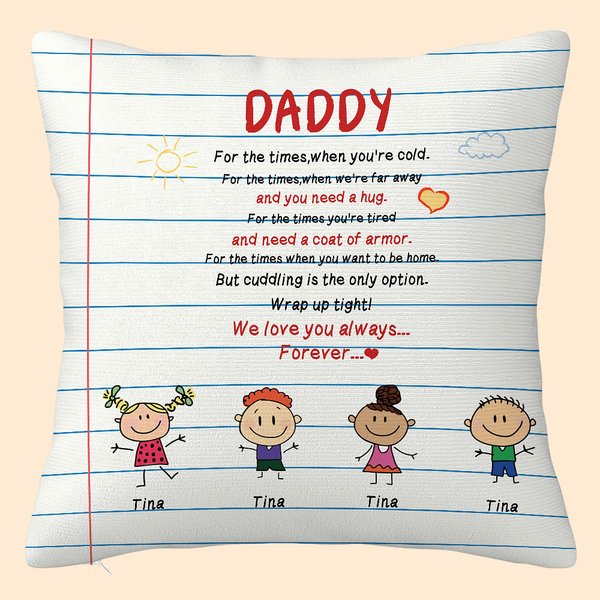 Personalized Notebook Stick Kid Cute Kid We Love You Always Forever Throw Pillow Cover Father's Day Gift Bedroom Decor